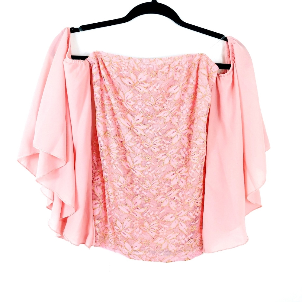 4/25 Freesia Womens Pink strapless with sleeves